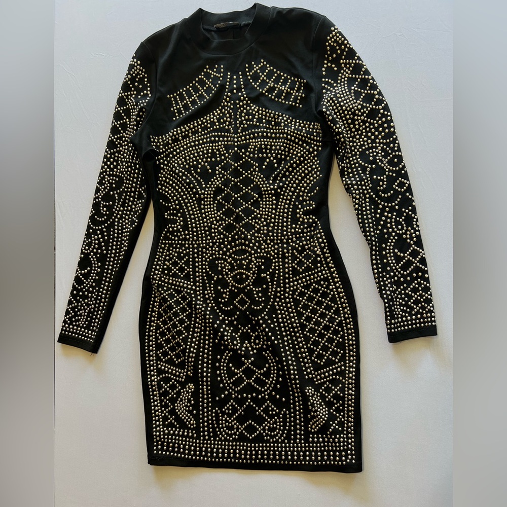 Black and gold Versace style studded dress